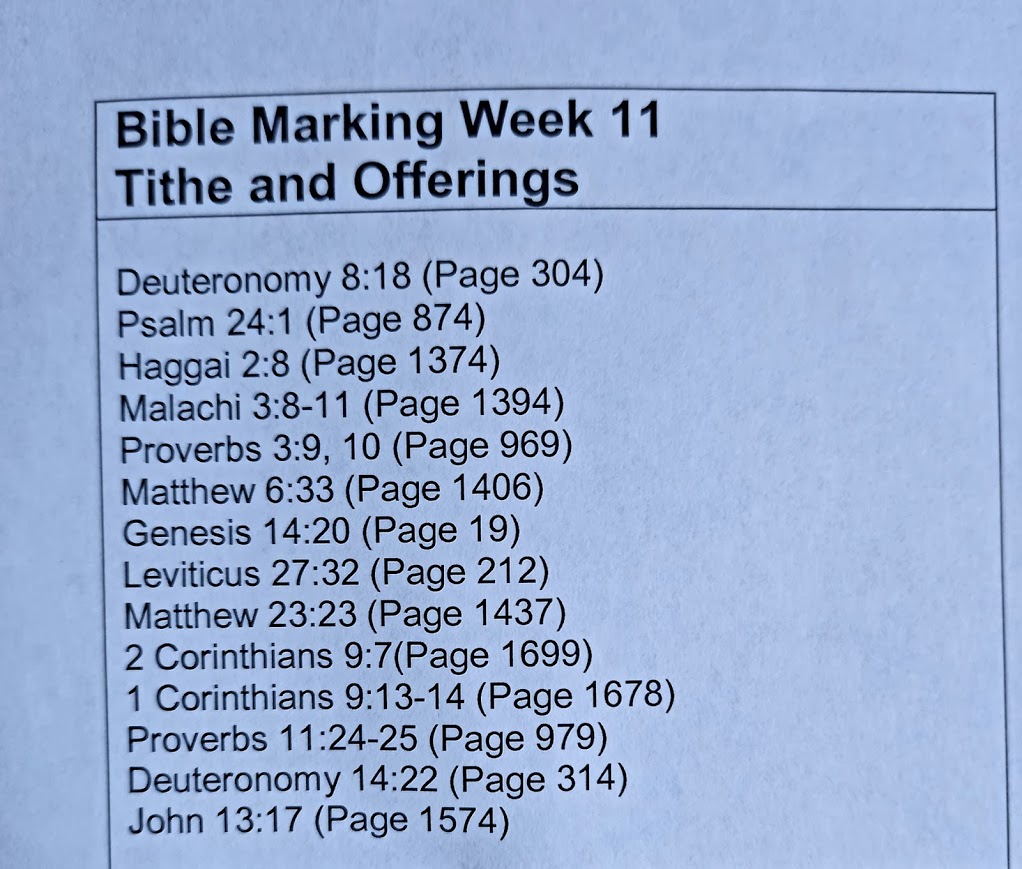 Tithe and Offerings Bible Marking